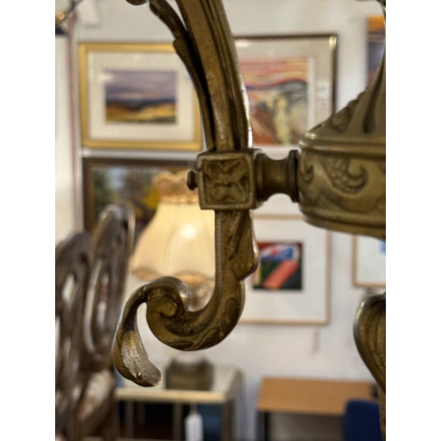 Gold Art Nouveau Four Light Cherub Chandelier, Early 20th Century For Sale - Image 8 of 12