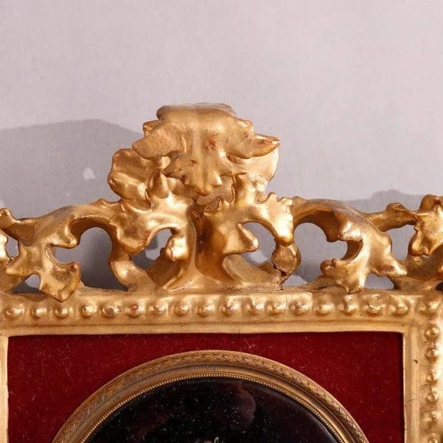 Italian Antique Italian Enamel on Copper Portrait of Classical Woman in Giltwood Frame For Sale - Image 3 of 13