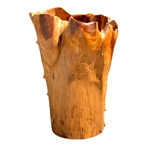 Vintage Monumental Carved Wood Vase
