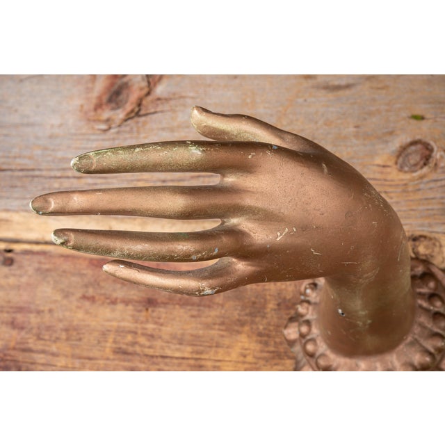 Metal Mid 20th Century Copper Tone Jewelry Display Hand For Sale - Image 7 of 9