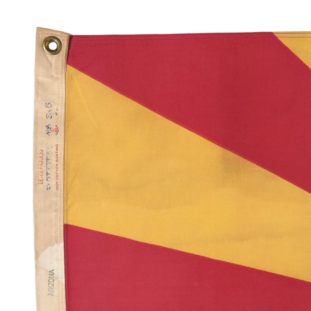 This vintage Arizona flag is made from a cotton cloth, with printed design visible on both sides. Please note overall...