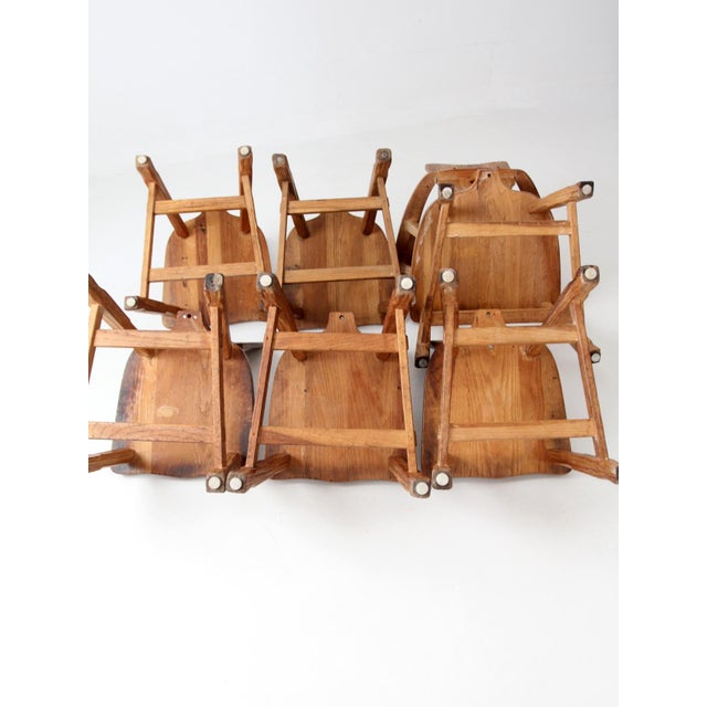 1940s American Rustic Oak Dining Chairs | For Sale - Image 11 of 18