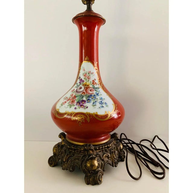 Antique Table Lamp Porcelain Bronze Chinoiserie For Sale In Palm Springs - Image 6 of 12
