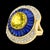 GIA Certified 10Ct Natural Ceylon Yellow Sapphire, Blue Sapphire & Diamond Ring For Sale - Image 14 of 18