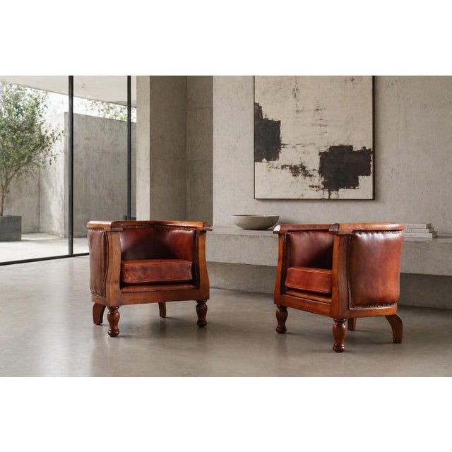 Vintage Danish Leather Chairs, 1930s, Set of 2 For Sale - Image 14 of 15