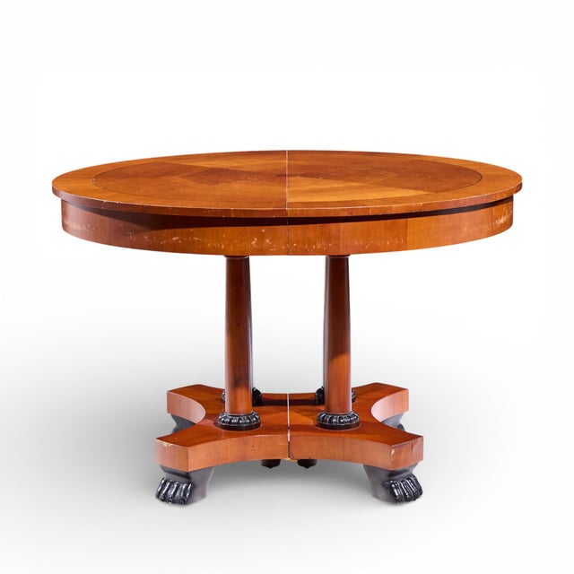 Wood Baker Furniture Neoclassical Cherry Wood Expanding Dining Table With 2 Leaves For Sale - Image 7 of 14