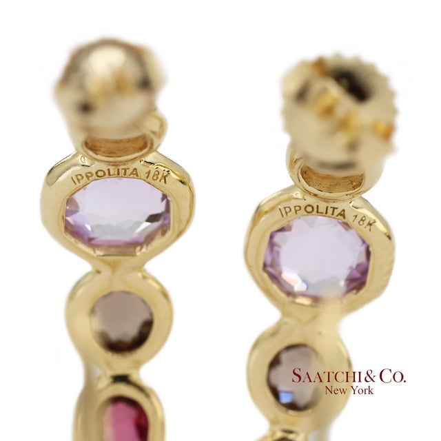 Vintage 18k 750 Solid Yellow Gold Ippolita Hoop Earrings, A Pair For Sale - Image 11 of 12
