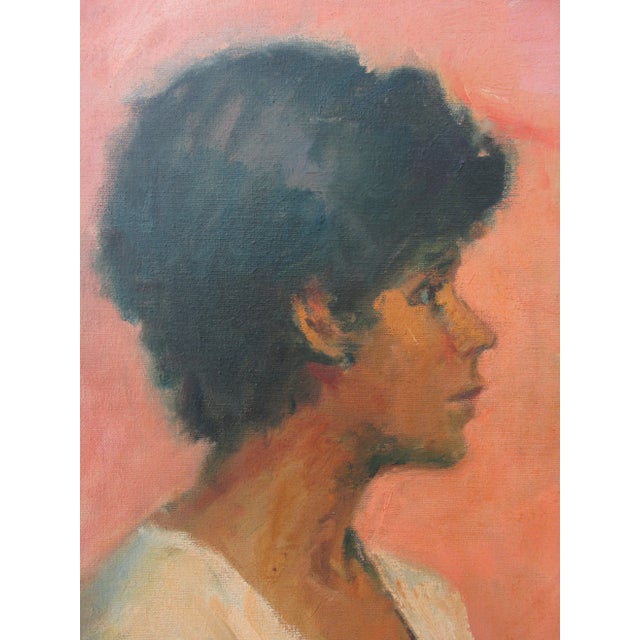 Vintage 1960s Oil on Canvas Portrait of a Lady For Sale - Image 4 of 10