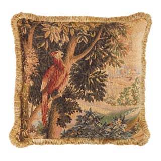 Verdure Parrot With Fringe Woolblend Tapestry Cushion With Feather Filler - 48x48cm (19"x19") For Sale