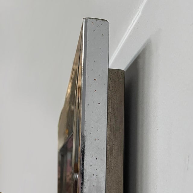 Italian Modern Square Wall Mirror in Chrome Metal, 1970s For Sale - Image 6 of 13