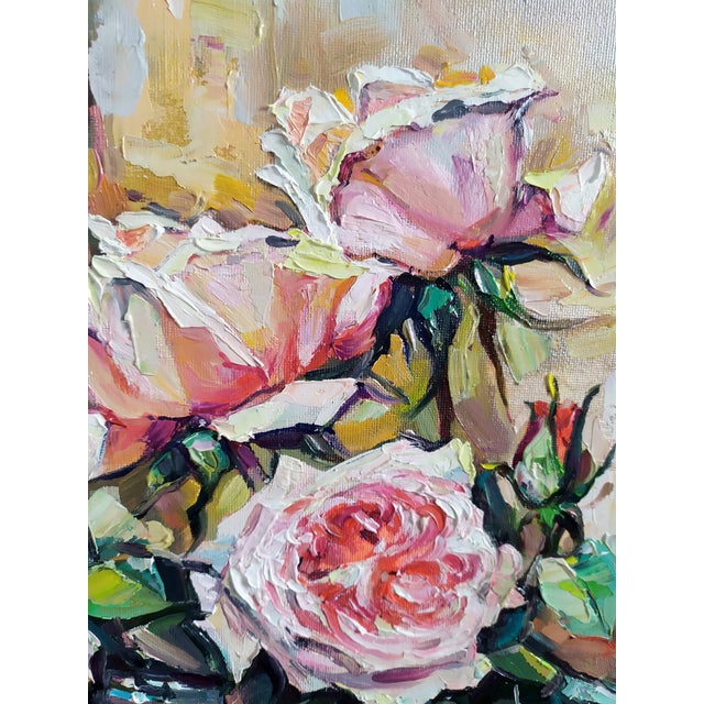 Svitlana Tkachuk Rose Still Life Original Painting Oil on Canvas For Sale - Image 10 of 14