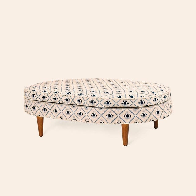 Oxford Blue Carlotta Ottoman by Ceraudo For Sale - Image 5 of 5