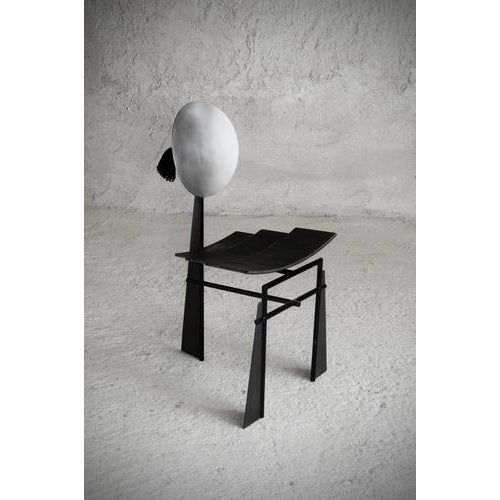 Tsukimi chair japanese moon celebration in metal & wood by frederic gaillard. Limited edition of 8 pieces. Dimensions: w...