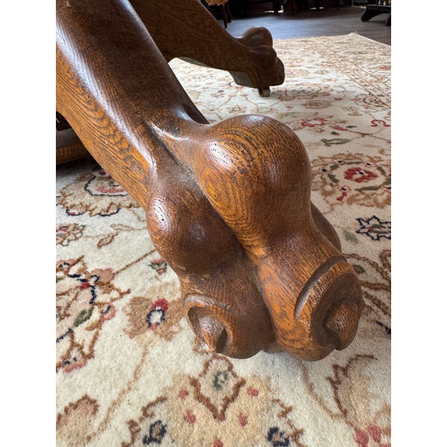 Antique Oak Pedestal Table With Clawfeet For Sale - Image 9 of 14