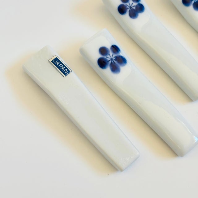 Ceramic Late 20th Century Blue and White Flower Chopstick Rests - Set of 8 - Japan For Sale - Image 7 of 7