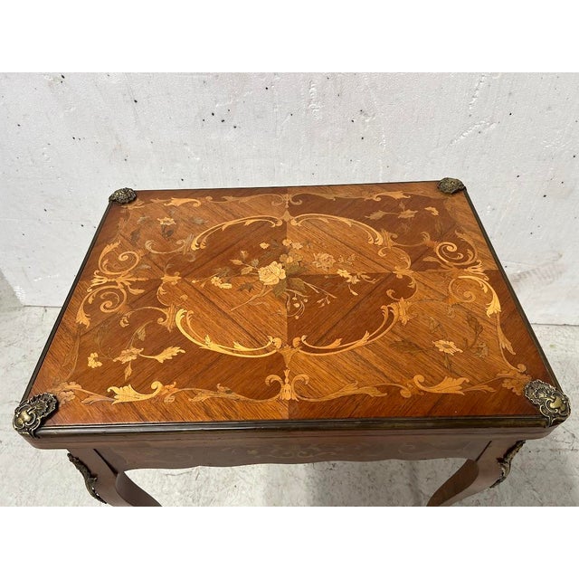 Louis XV Style Games Table with Marquetry Decoration, 20th Century For Sale - Image 10 of 15