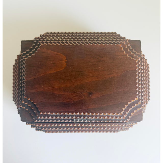 Antique Tramp Art Box With Scalloped Corners For Sale - Image 15 of 16