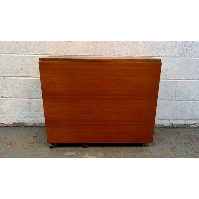 Mid-Century Modern Drop Leaf Hide a Way Table W/ Four Folding Chairs For Sale - Image 9 of 18
