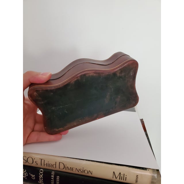 1940s 1940s Mid Century Leather Italian Gilt Decorated Jewel Box For Sale - Image 5 of 8