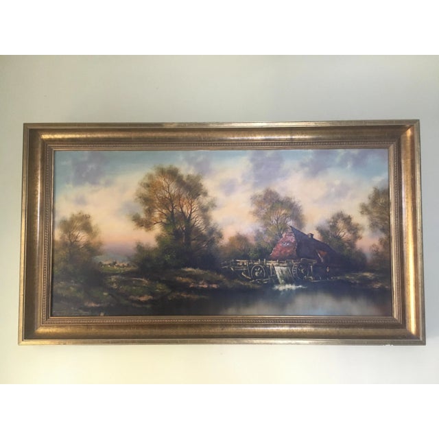 Oil Painting on Canvas- Landscape With a Water Mill Signed 1950s For Sale - Image 15 of 15