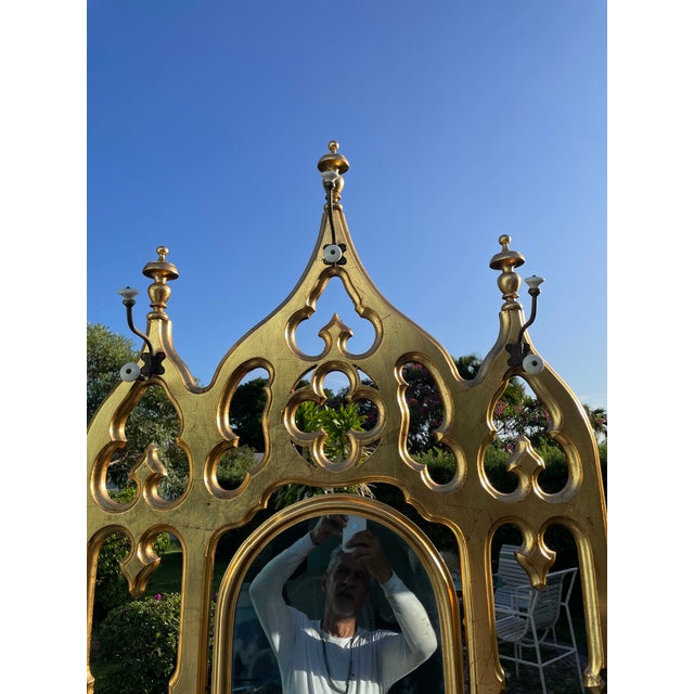 Late 19th Century Restored Gothic Revival Holy Tree With Mirror, Faux Gold Leaf Finish & Original Marble For Sale In Miami - Image 6 of 17