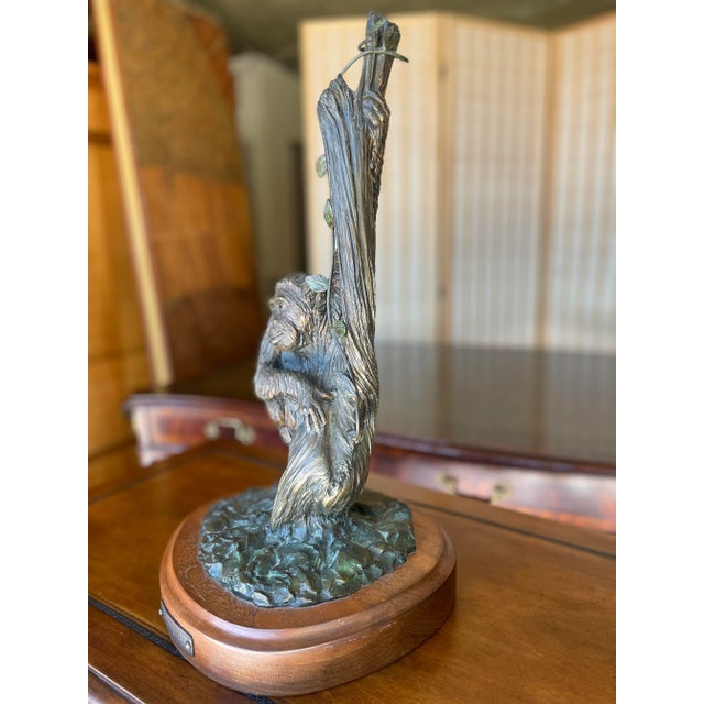 Figurative "Mr. Clyde": A Bronze Gorilla Hanging From a Tree Sculpture by Artist Carl Wagner For Sale - Image 3 of 9