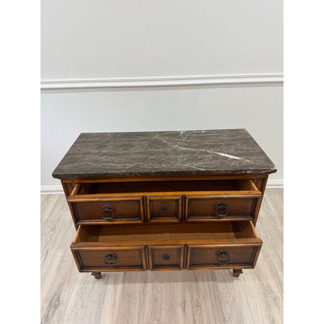 Mid-Century Modern 1980s Ethan Allen Tuscany Marble Top Console Table For Sale - Image 3 of 11