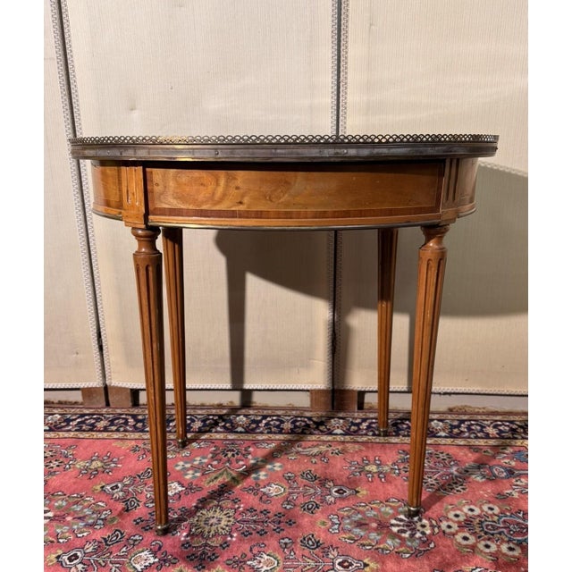 Louis XVI Bouillotte Table in Light Wood and Marquetry, 1890s For Sale - Image 3 of 5