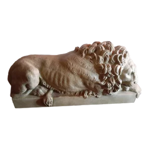 1970s Antonio Canova Inspired Reclining Chalkware Lion Statue