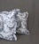 Pair of "Waverly" cotton French print throw pillow covers in white and black, flat gathered self welt. Size 22"x22"