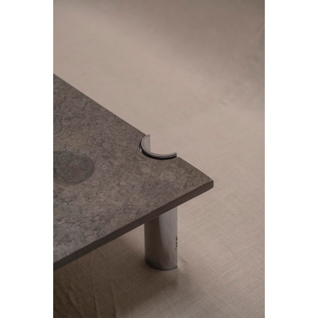 Brutalist Coffee Table with Fossil Stone Top, 1970s For Sale - Image 4 of 18