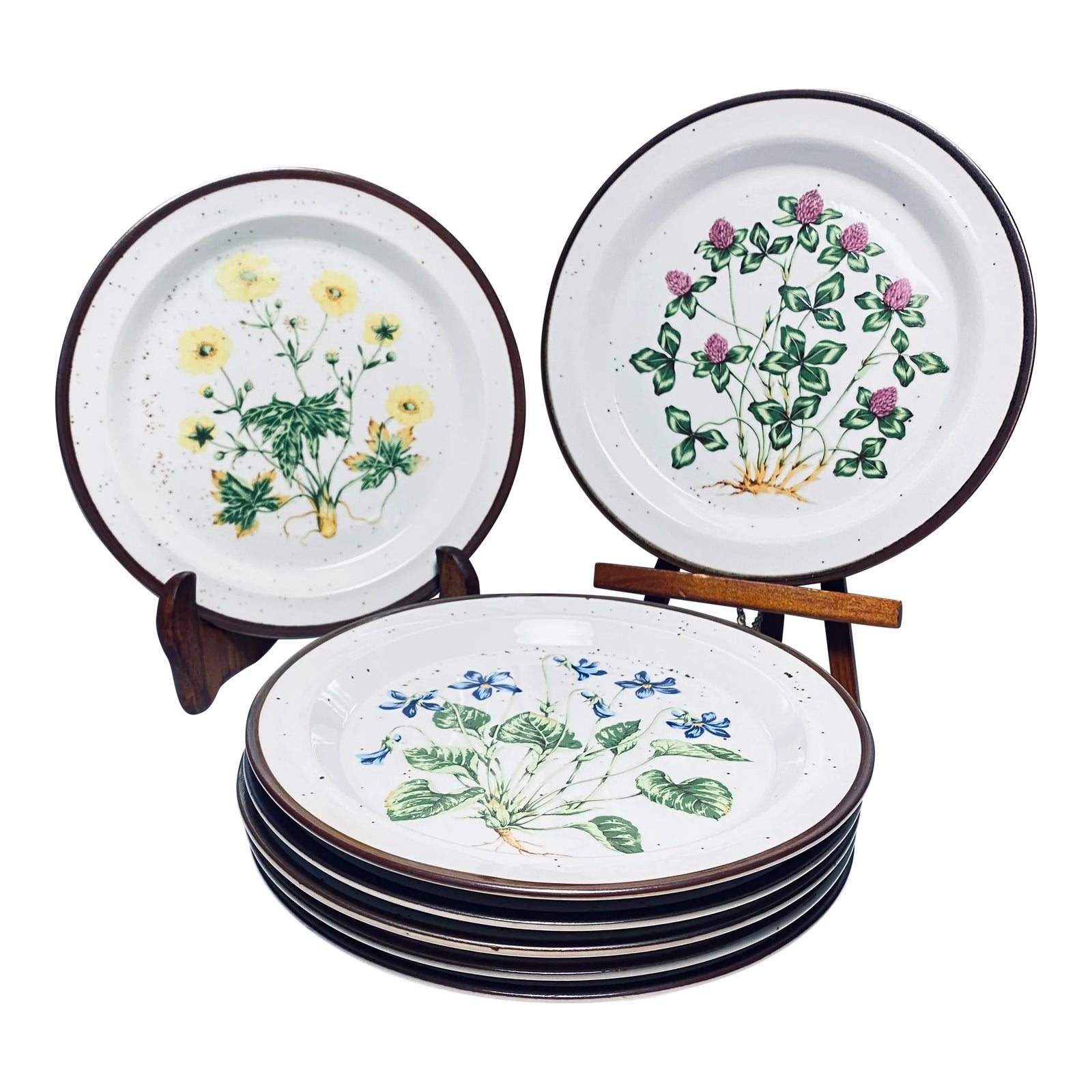 Vintage Wildflower Stoneware Salad Plates, Made in Japan Set of 7 Chairish