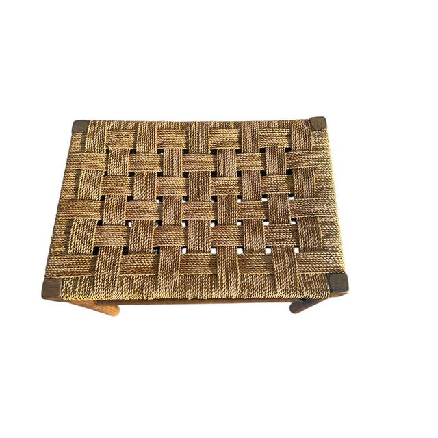 Mid-Century Modern Beech Wood and Rope Stool, 1960s For Sale - Image 4 of 9
