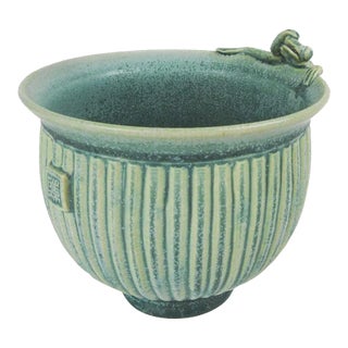 V Chin Blue Green Porcelain Studio Pottery Bowl Vase Vorakit Chinookoswong For Sale