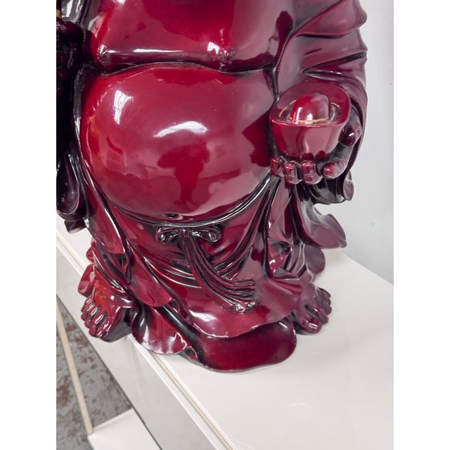 1990s Circa 1990's Large Red Resin Happy Lucky Laughing Buddha For Sale - Image 5 of 12