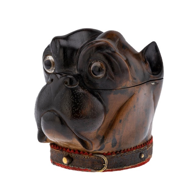 19th Century Victorian Lignum Vitae Bulldog Inkwell, 1860 For Sale