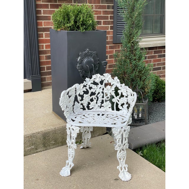 2 Vintage Victorian-Style Cast Iron Grapevine Leaf Garden Patio Chairs For Sale - Image 9 of 11