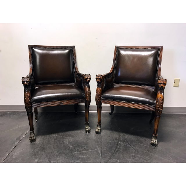 Theodore Alexander Leather Lion Head Chairs A Pair Chairish
