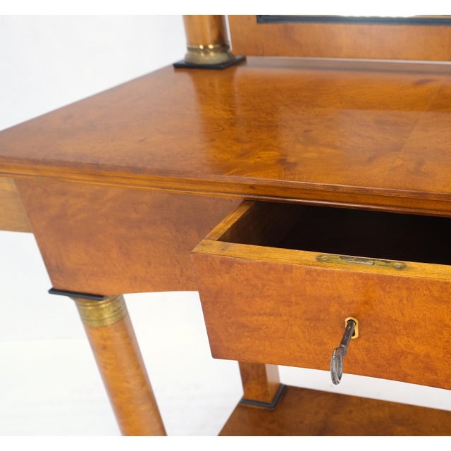 Burl Wood Biedermeier Dressing Table Mirror Matching Chair Cane Seat Mint! For Sale - Image 13 of 18