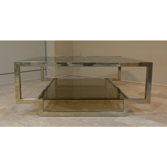 1970s Amber Glass Coffee Table with Geometric Structure, Italy, 1970s For Sale - Image 5 of 18