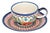 200 ml Cups with Lotus Flower Saucers by Porcelana Boleslawiec, Set of 2 For Sale