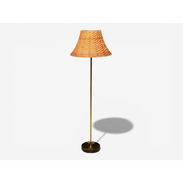 Falkenbergs Belysning, Floor Lamp, Brass, Rattan, Sweden, 1950s For Sale In New York - Image 6 of 11