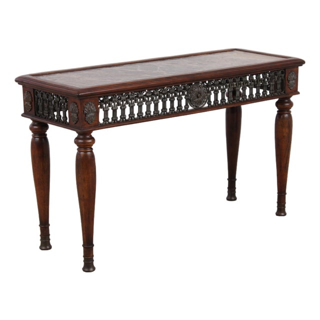 Theodore Alexander Marble Top Mahogany Console Table For Sale