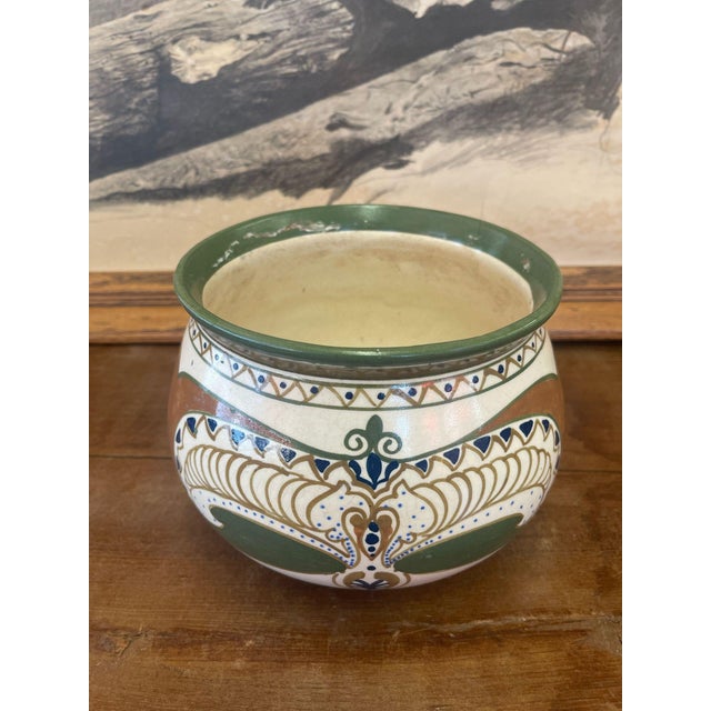 1900 - 1909 Vintage Hand Painted Ceramic Pot, Imported From Holland For Sale - Image 5 of 8