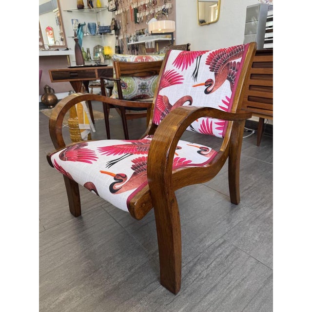 Vintage Armchair in Brown and Fuchsia, 1930s For Sale - Image 9 of 10