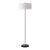 Nova of California Slimline Floor Lamp With White Linen Drum Shade and Black Marble Base - 18 Inch Drum, 61 Inch Tall, Satin Nickel Pole For Sale