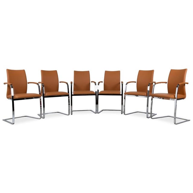 Swing Dining Table and Chairs in Leather and Glass from Tonon, Set of 7 For Sale - Image 5 of 18