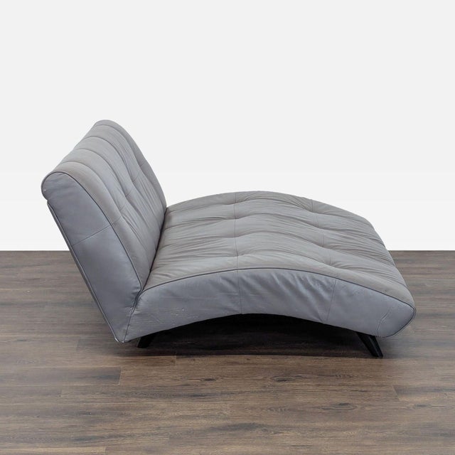 Eq3 Crush Modern Gray Leather Armless Double Sofa/Chaise For Sale - Image 4 of 10