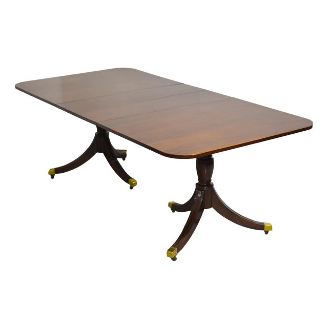 Mid Century Duncan Phyfe Style Dining Table With Extensions 87in For Sale