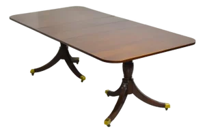 Mid Century Duncan Phyfe Style Dining Table With Extensions 87in